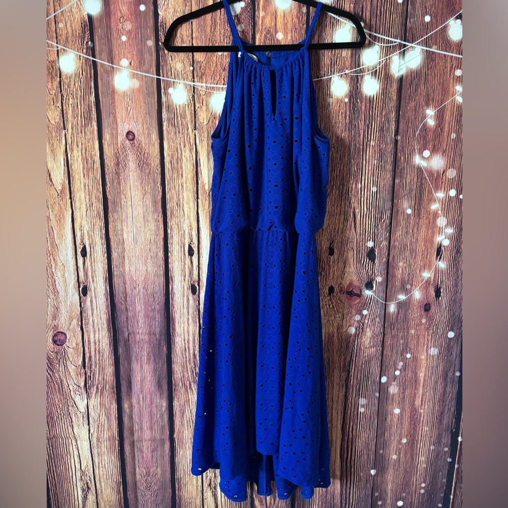 London Times Blue High Low Dress